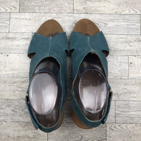 Clarks Collection Float Helio Cork Wedge Sandal Blue Size 9.5 M Soft Cushion - Picture 7 of 11